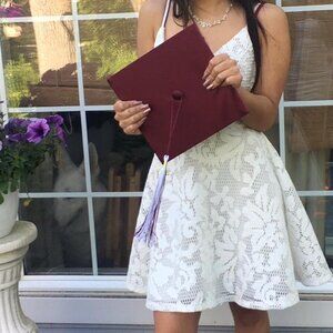 White floral lace dress with a touch of elegance
